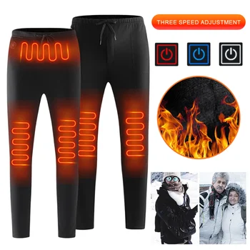 Зимни отопляеми панталони Мъже Жени Спорт на открито Топли дрехи Електрически отоплителен панталон Самонагряващи се панталони Студено време Термични панталони