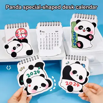 Настолен календар Карикатура Panda Pattern 2024 Календар Управление на задачи за планиране на времето Мини календар за домашно училище офис