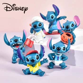 6pcs/Lot Disney Stitch Figure Toy Set Аниме Мини Стич Действие Фигурки Кукли Начало Парти Доставка Декорация Играчки Коледен подарък