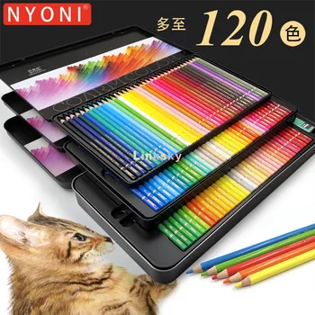 NYONI 48/72/100 цвята професионални маслени цветни моливи, цветове рисуване молив,премия цветни моливи за възрастни оцветяване