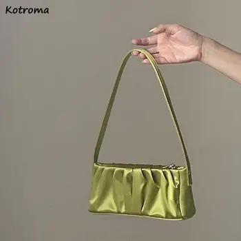 Елегантни нагънати чанти за рамо под мишниците Дамски шик дизайн дами ежедневно всички мач прости чанти с цип британски ретро квадратна чанта