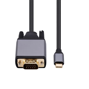 USB 3.1 Type-C към VGA видео кабел конвертор USB3.1 Type-C към VGA адаптер алуминиева сплав HD екран кабел за PC лаптоп монитор