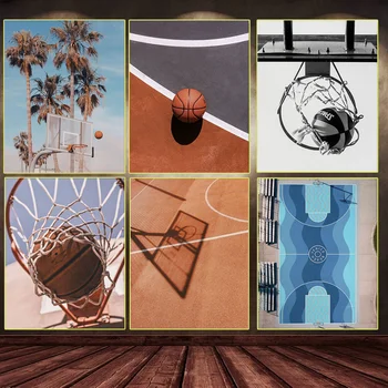 Баскетболно игрище Спортна палма потапяне Модерни плакати за рисуване на платно Печат на картини за стена за момче спалня Домашен декор Cuadros