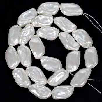 естествен галванопластика имитация бароков перла черупка мъниста квадратни бели мъниста за бижута вземане DIY огърлица гривна обица