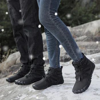 Зимни ботуши за сняг Ежедневни боси обувки без хлъзгане Удебелени ботуши до глезена Водоустойчив висок връх за пътуване Катерене Туризъм