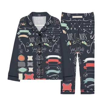 Нова гореща продажба пролетна и есенна пижама по поръчка за картографиране на персонализирани коледни пижами случайни 3D отпечатани флорални DIY двойка пижами