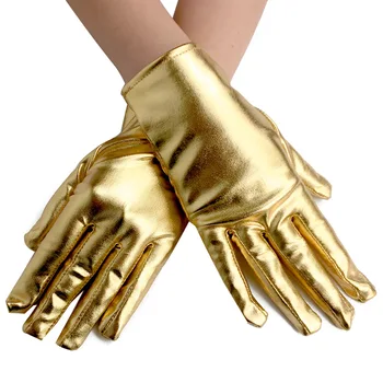 Жени лъскави метални спандекс ръкавици Изкуствена кожа изрязани ръкавици Wetlook пънк къса ръкавица косплей парти китката ръкавици