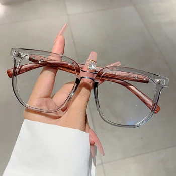 KAMMPT реколта квадратни очила рамка мъже стилен извънгабаритни без рецепта очила жени модерен ултралеки дървени очила крак