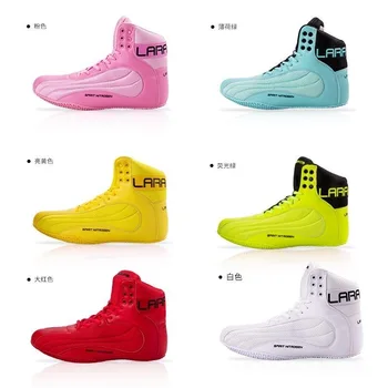 Различни цветове Обувки за борба Мъже Жени Супер леки боксови обувки за Унисекс Добро качество Конкуренция Спортни бойни обувки
