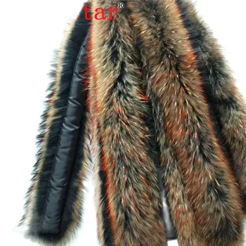 Qearlstar 2019 100% естествена яка от кожа на миеща мечка черна с оранжеви съвети Модни луксозни дамски шалове 75 см висококачествена топла Z321