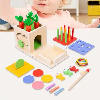 Монтесори кутия играчки форма сортиране монета кутия дърпане моркови игри обект постоянство кутия за бебе момичета момчета подарък 1 2 3 годишен