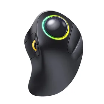 Безжичен индекс Ginger Trackball мишка с 3 устройства за свързване акумулаторна BT ергономична ролкова топка RGB мишка