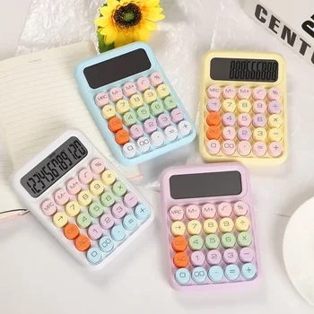 1pcs Kawaii механична клавиатура калкулатор Candy Color 12-цифрен преносим калкулатор на батерията Училищни пособия Kawaii канцеларски материали