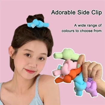 Сладък корейски допамин цветни творчески възел гъба цвете дълга коса клипове момиче деца сладък Kawaii фиба модни аксесоари