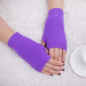 Елегантни жени зимни плетени ръкавици без пръсти къси ръкавици топло ръка топло китката еластични пръсти без пръсти половин пръст ръкавици
