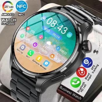 NFC Smart Watch Мъже Жени AMOLED екран Персонализирана тема Bluetooth часовник за повикване Жени Здраве GPS спортен смарт часовник за Huawei Xiaomi