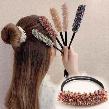 Блестящи кристали Шноли за жени Мода Изящна фиба Маша за къдрене Плетена плетена щипка за коса елегантност Аксесоари за коса 2023