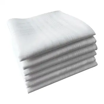 5x Мъжки бели носни кърпички Pocket Square Hankies за парти Casual рожден ден