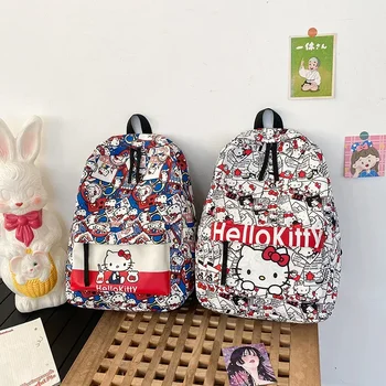 Sanrio Hello Kitty раница графити стил сладък раница с голям капацитет студент кампус универсален ученическа чанта подарък за рожден ден