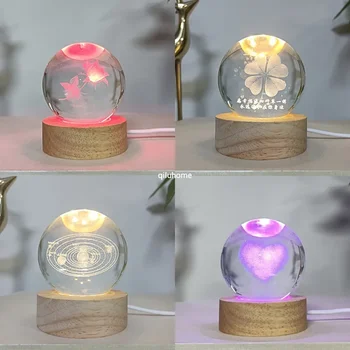 Creative кристална топка светлинна слънчева система декоративна атмосфера Led малка нощна лампа на едро USB plug-in спалня сън светлина