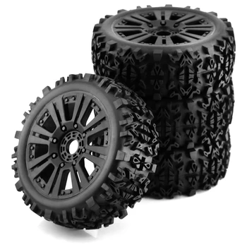 4PCS 120Mm гумени скали гуми черни джанти гуми за Redcat Team Losi VRX HPI Kyosho HSP Карсън