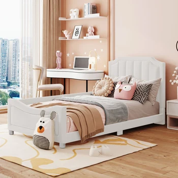 Модерен минималистичен дизайн детско легло 90 * 200см, единично бебешко легло, младежко легло, разтегателен диван през деня, ниско легло за свободното време
