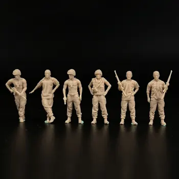 1/72 Мащабен модел Виетнамска война Американска армия 6 войнишки фигури Небоядисана смола кукла Военна миниатюрна колекция