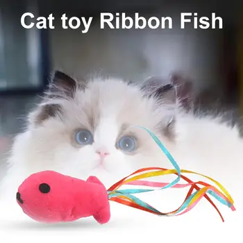 Интерактивни играчки за коткиСмешни риби форма мъниста играят домашни любимци пръчка играчка стоманена тел перо котка тийзър играчка