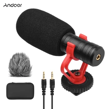 Andoer мини микрофон камера микрофон кардиоиден кондензатор микрофон калъф за телефони камера за видео запис интервю