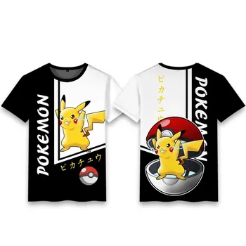 Нов Pokemon Pikachu лятна тениска момчета момичета тениски 3D печат модни тениски деца аниме къс ръкав случайни тениски върхове