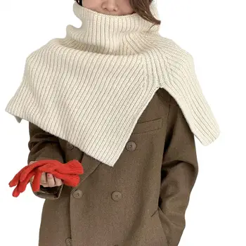 Жените есен зима плетен шал поло страна сплит шал шал дебел топло високо врата яка мода аксесоар
