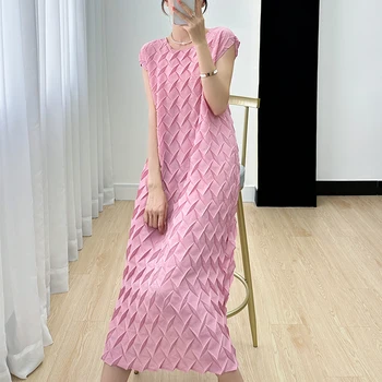 Miyake design sense рокля от висок клас лято 2023 нова плисирана свободна плюс размер пола без ръкави плисирана дълга пола