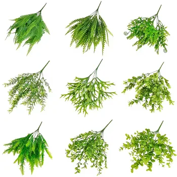 Нова симулация растение пластмасова зеленина Начало градина стена декор изкуствени цветя зелени листа сватбено тържество подреждане фалшив растение