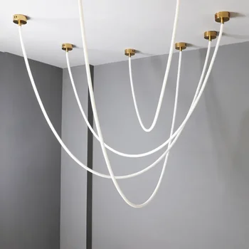 Минималистичен LED дизайнер силиконова висулка лампа за хол зала хотел вила декор висящи полилеи Suspen осветително тяло
