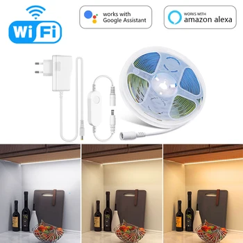 COB WiFi кухненски светлини App Tuya Smart LED лента Безжично дистанционно управление Регулируема лампа за шкаф за Alexa, Google Home