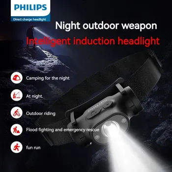 Philips LED фар сензор главата фенерче на осветление тип-C акумулаторна фар открит къмпинг риболов фенер