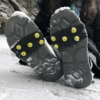 2 Комплекти Крампи Туризъм Катерене Шипове Лед за обувки Сняг Силиконови капаци Остри