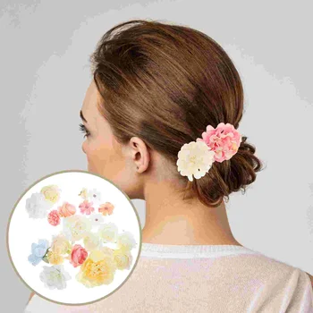 21pcs Изкуствени цветни глави Diy фалшиви мини цветя лента за коса Diy копринени цветя декори изкуствени цветя декори