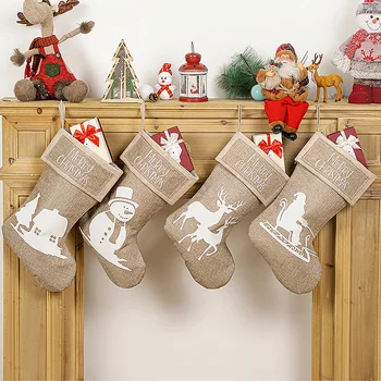 Коледен чорап Коледа чорапи бонбони чанта Дядо Коледа висулка нетъкан текстил фестивал подарък коледна украса у дома украшение