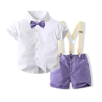 Smart Baby Outfit Детски сватбен костюм Момчета Джентълменски костюми Комплект костюми с подвижни жартиери Комплект къси панталони за малки деца