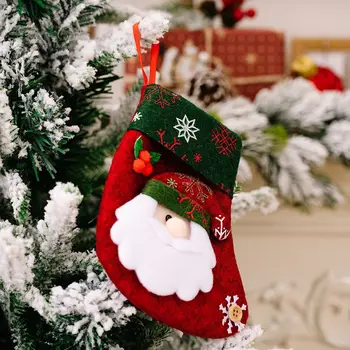 Орнамент Коледни чорап Части Аксесоар Декор Висящи Мини Стар Мъж Санта Снежен човек Чорапи Коледа дърво чанта бонбони нови