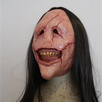 Маска Ръчно изработена маска за Хелоуин Висококачествени празнични парти консумативи Дяволска маска Trend Беззъб демон костюм Дълга коса маска Crawl