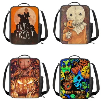 Horror Halloween Film Lunch Bags Trick R Treat Sam Thermal Insulated Lunch Box for Kids Primary Students Children Bento Boxes