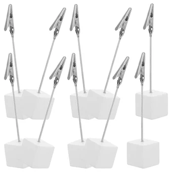 10pcs Memo Clip Holder Creative Photo Holders Cube Base for Home Office, Silver