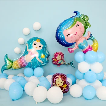 Русалка парти балони момиче принцеса деца рожден ден океан тема парти декорации бебе душ декор Globos детска играчка