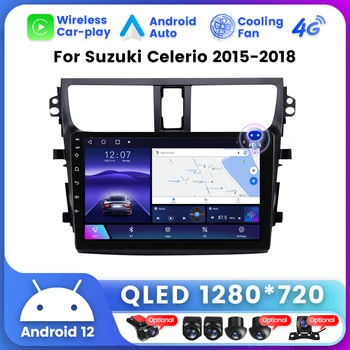 Android 12 QLED екран за Suzuki Celerio 2015 - 2018 Автомобилен радио стерео мултимедиен плейър GPS навигация главата единица Carplay AUTO