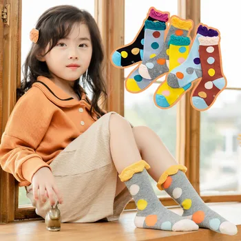 1PCS Детски памучни чорапи Деца Есен Зима Полка Точки Малки деца Чорапи Мода Балон Уста Бебешки чорапи 1-9 Y