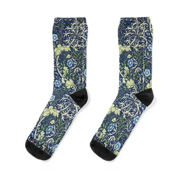 William Morris - Водорасли - Кобалт/мащерка Зашеметяващ дизайн Чорапи Отопление чорап преместване чорапи ретро чорапи Мъж Дамски