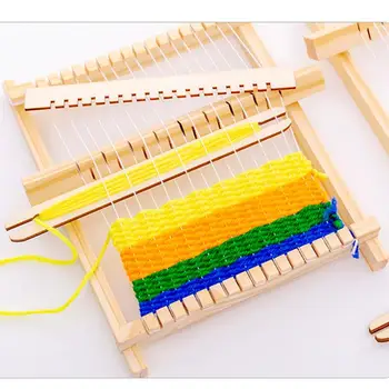 DIY дървена тъкачна машина за плетене на тъкачен стан рамка DIY плетени играчки вълна тъкане стан занаятчийски домакински дървени инструменти за плетене