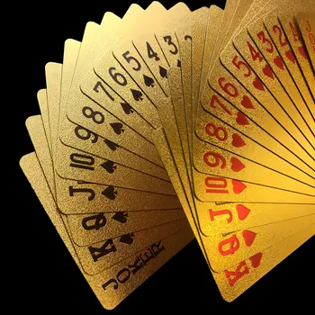 24K златно фолио карта за игра Tuhao злато водоустойчив PET / PVC пластмаса Texas Checker